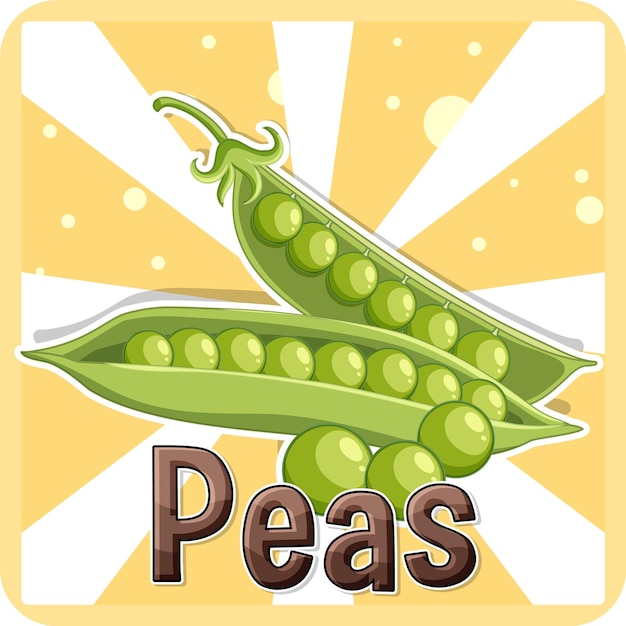 Vector green peas cartoon style