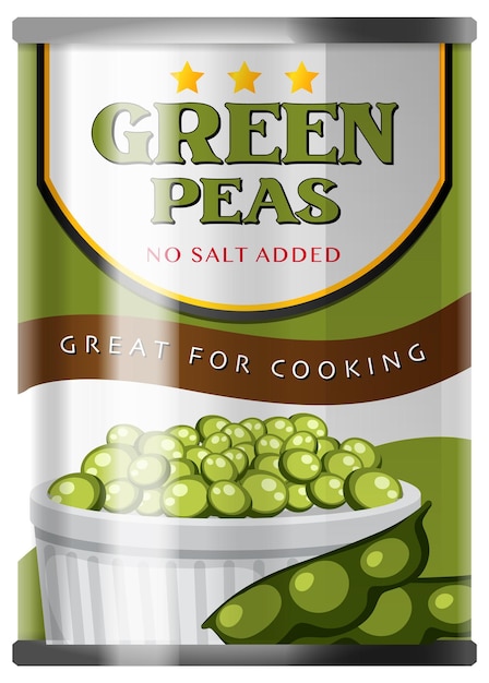 Vector green peas food can vector