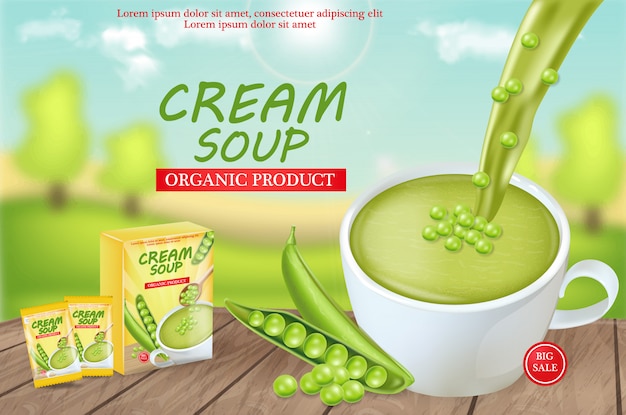 Green peas soup mock up