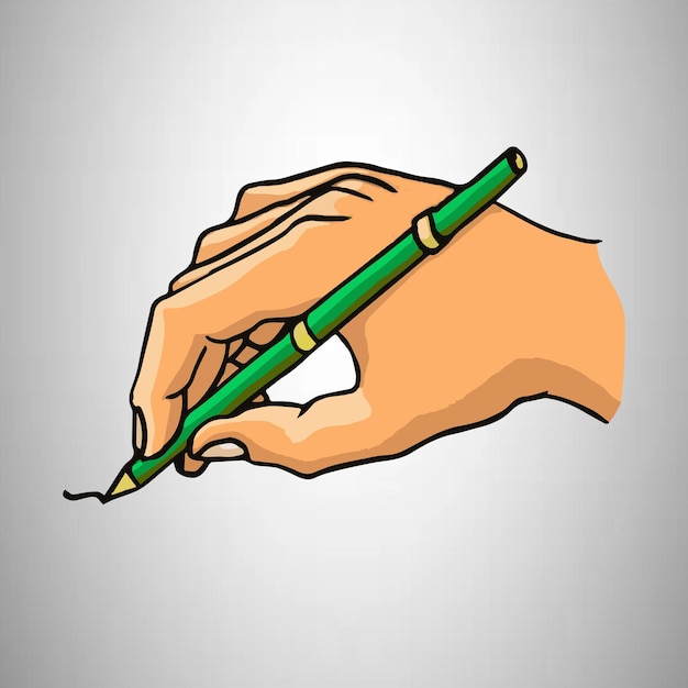 Vector green pen in hand