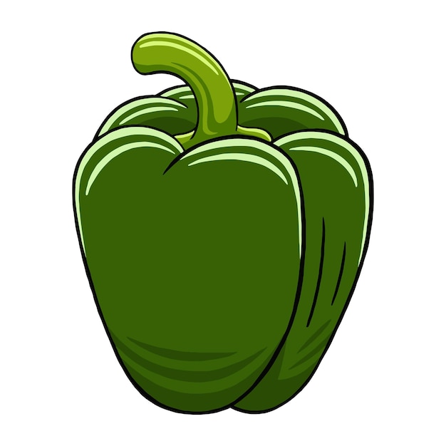 Vector green pepper in flat design style