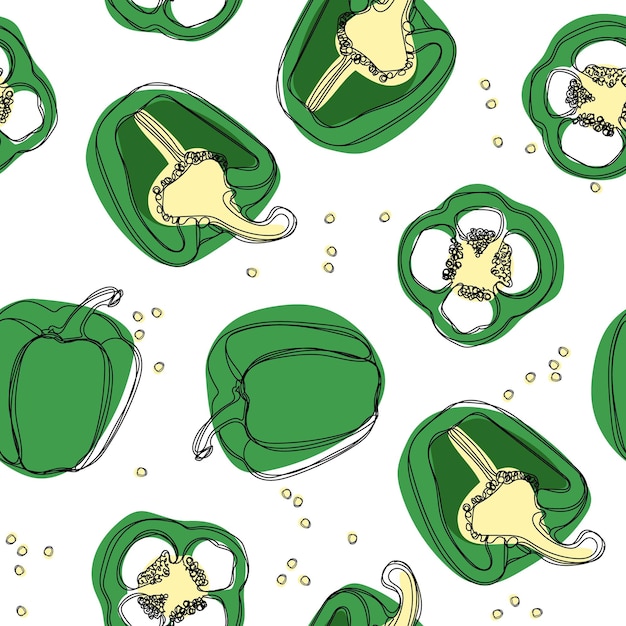 Green pepper spice vector seamless pattern fresh organic food ingredient