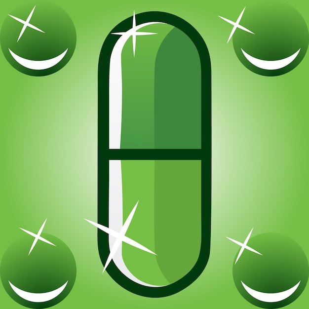 Vector a green pill with a green pill on it