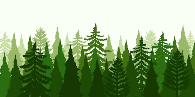 Vector green pine trees silhouette illustration