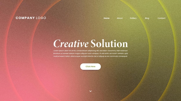 Vector green and pink circular gradient concept landing page