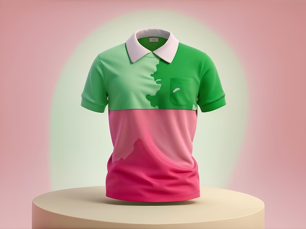 Vector green and pink shirt mockup concept with plain clothing