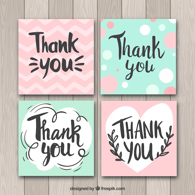 Green and pink thank you cards collection