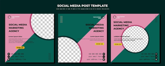 Green and Pink Vector Social Media Post Template vector art illustration and text