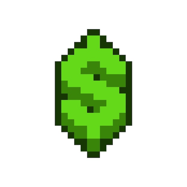 green pixel dollar symbol isolated on white background. money icon currency sign vector illustration.