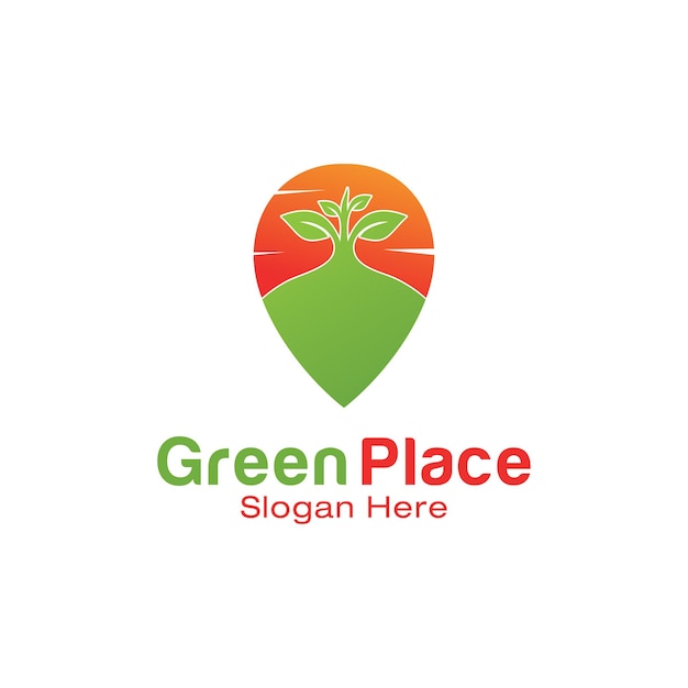 Vector green place logo design template