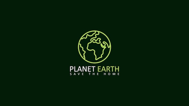 Green planet earth logo with a green globe icon