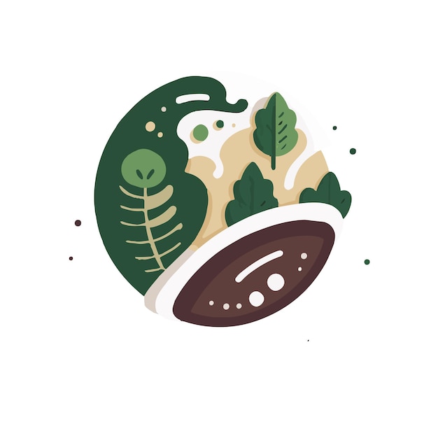 A green planet with a plant in the middle and a small circle with the word forest on it.