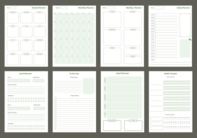 green planner template weekly planner monthly planner daily planner