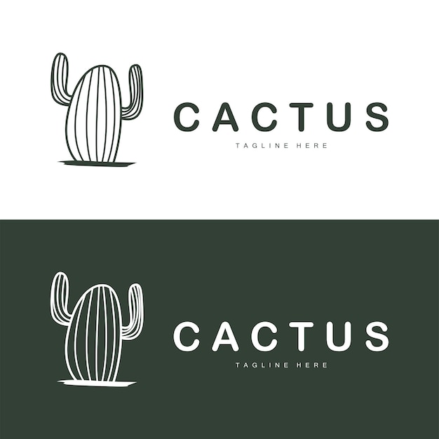 green plant cactus logo design with desert plant symbol illustration vector icon template