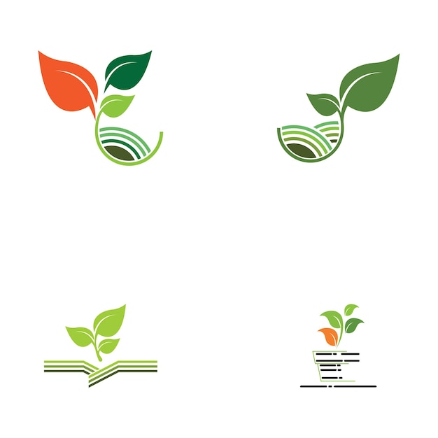 緑の植物農場のベクトルのロゴのコンセプト