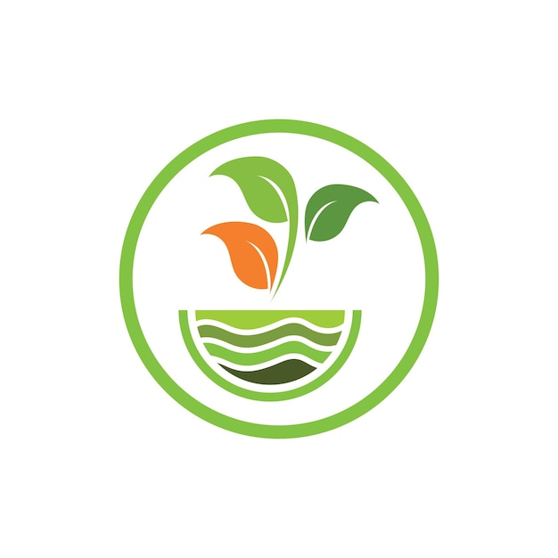 緑の植物農場のベクトルのロゴのコンセプト