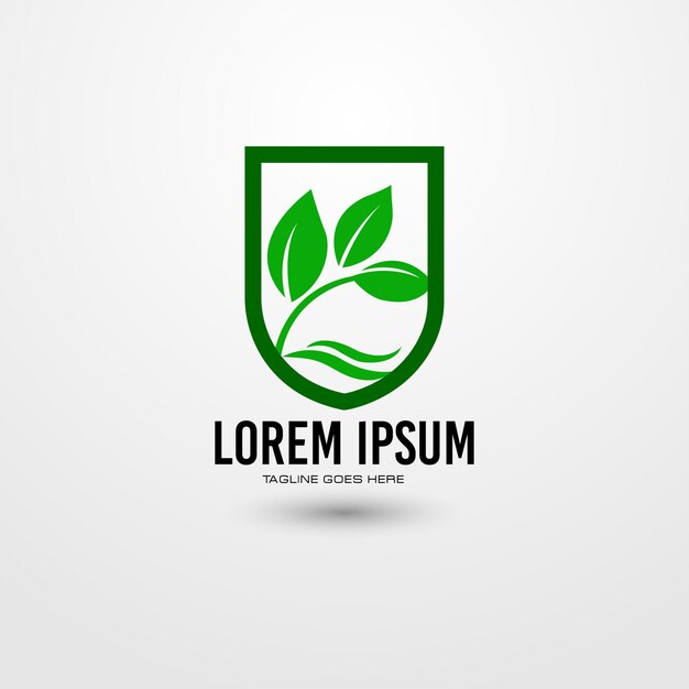 Green plant shield logo