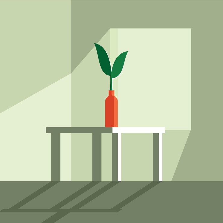 Vector green plant in a vase on a table isolated on transparent background