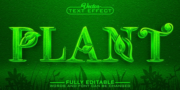 Green Plant Vector Editable Text Effect Template