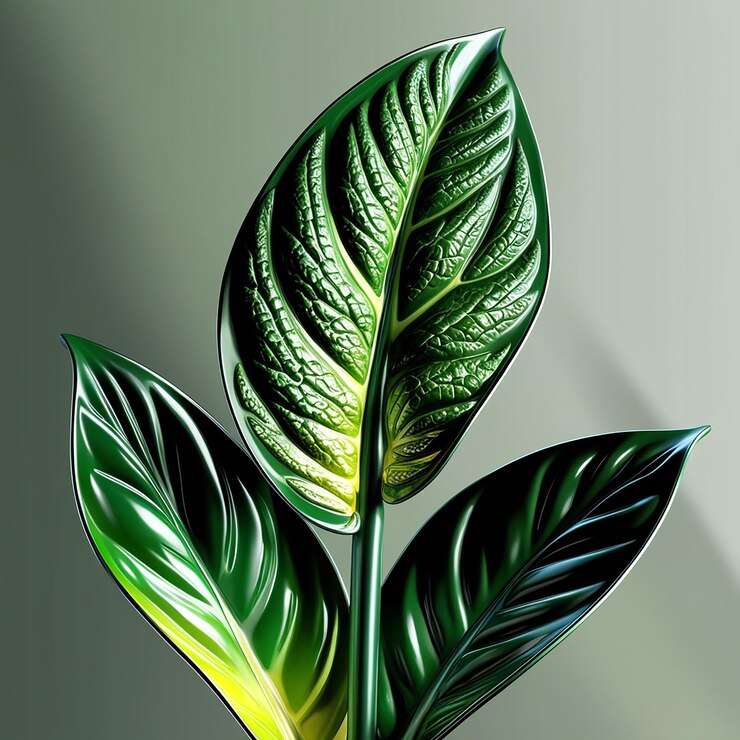 Vector a green plant with green leaves and a yellow background