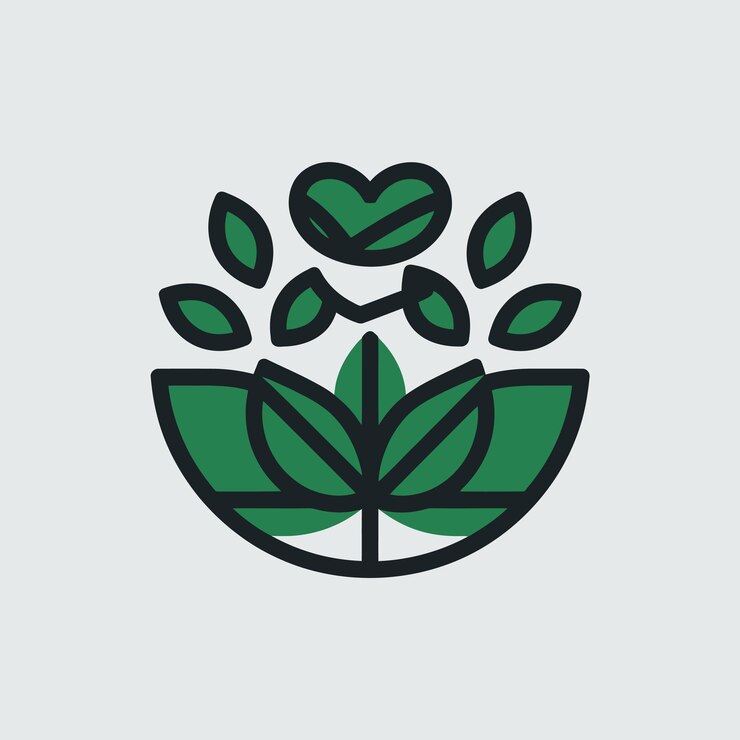 Vector a green plant with leaves that says green