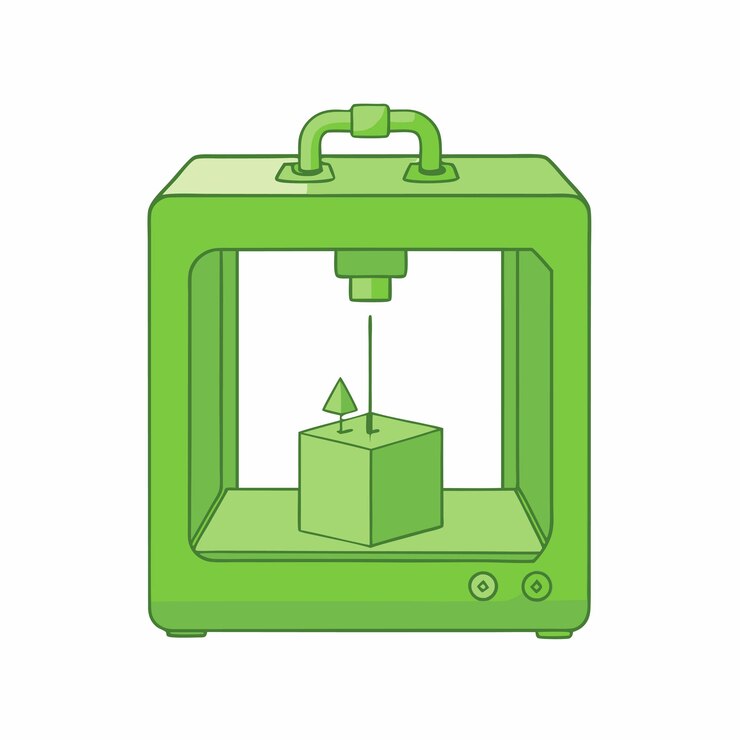 Vector a green plastic cube with a green sticker on it