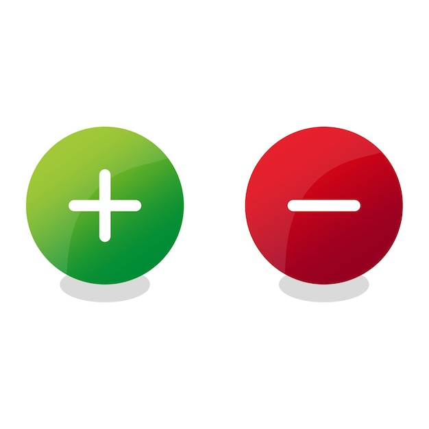 Green plus red minus buttons Vector illustration