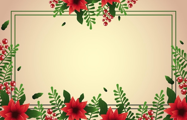 Green Poinsettias Flower Blank Space Floral Background