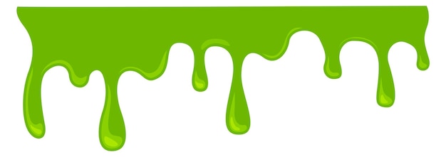 Green poison dripping border slime cartoon drops