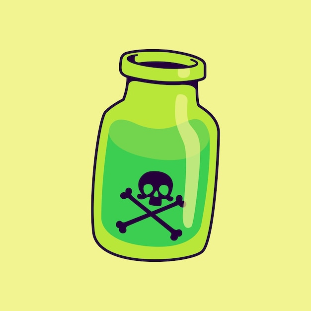 Vector green poison icon cartoon hallowen isolated concept