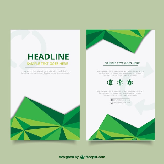 Vector green polygonal flyer for business