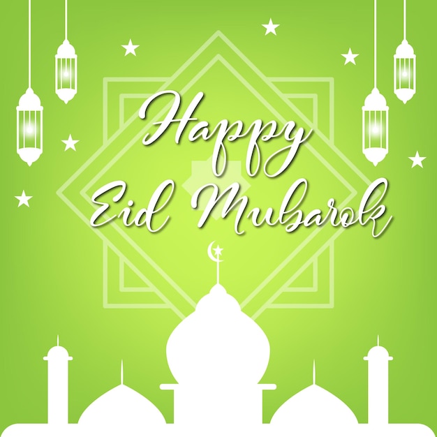 green poster happy eid mubarok