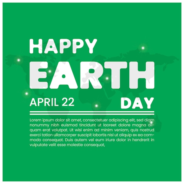 Vector a green poster with a green background that says earth day