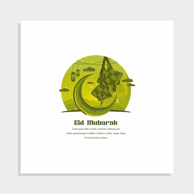 Vector a green poster with the words eid mubarak on it