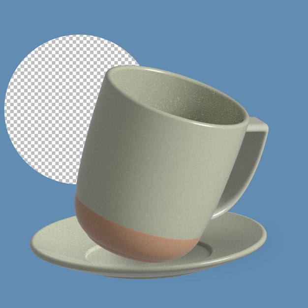 green procelain cup with saucer 3D editable