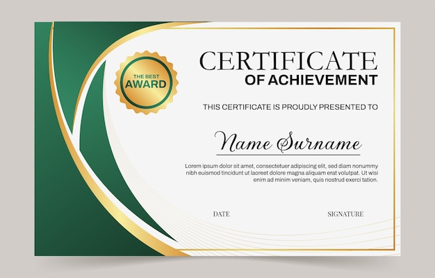 Green professional certificate template