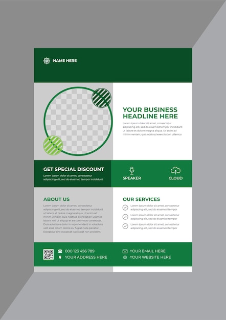 Green promotional business flyer  design template