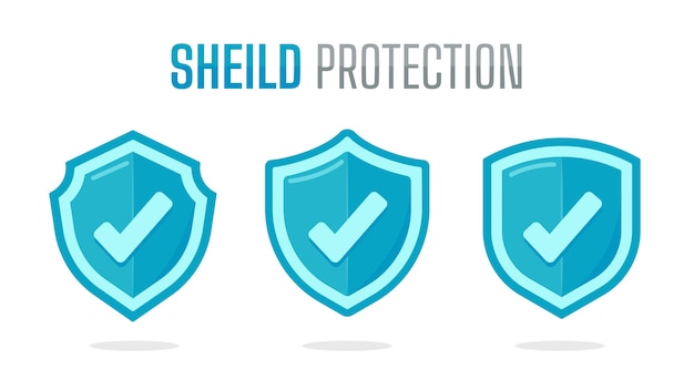 Green protective shield with a plus sign in the middle. Concept of protection from virus