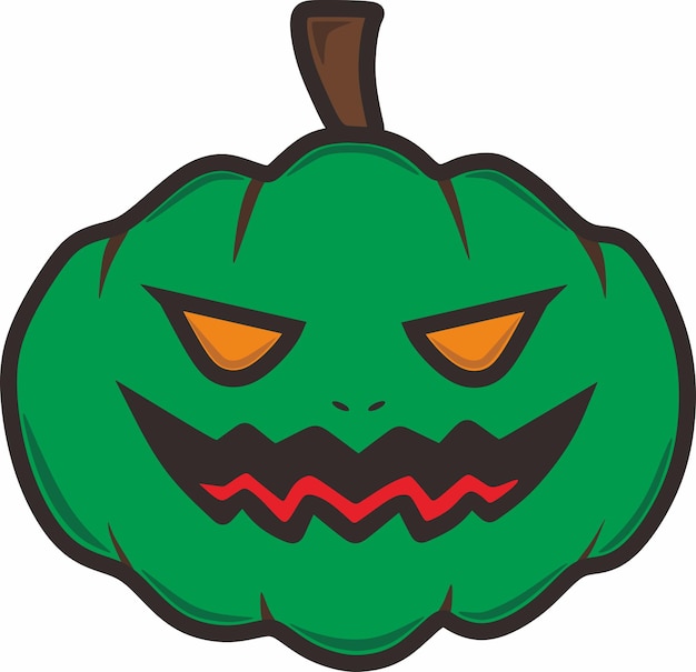 Vector green pumpkin face halloween