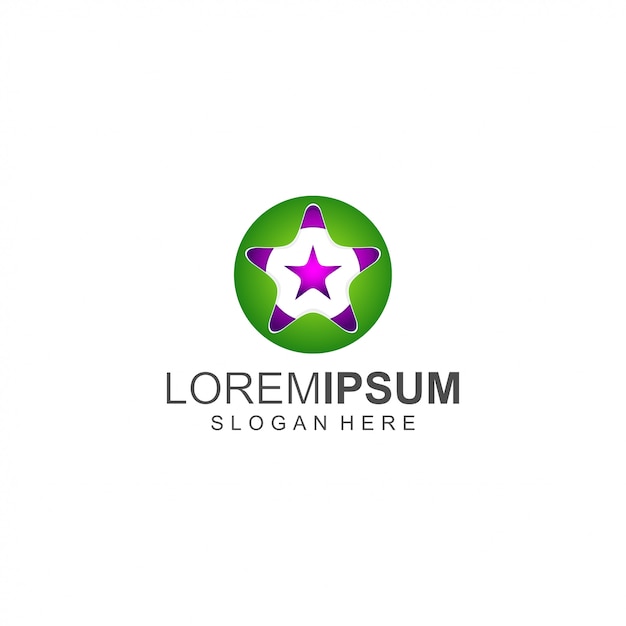 Green and purple star logo