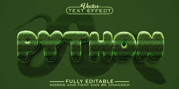 green python skin vector editable text effect template