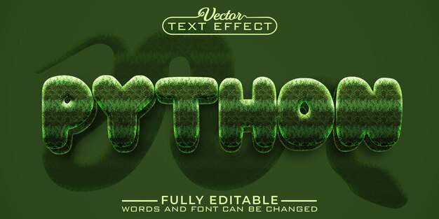 Green Python Skin Vector Editable Text Effect Template