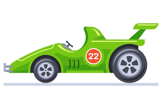緑のレーシングカー スポーツカーの側面図
