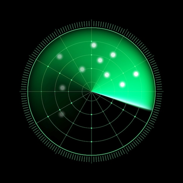 Green radar isolated on dark background