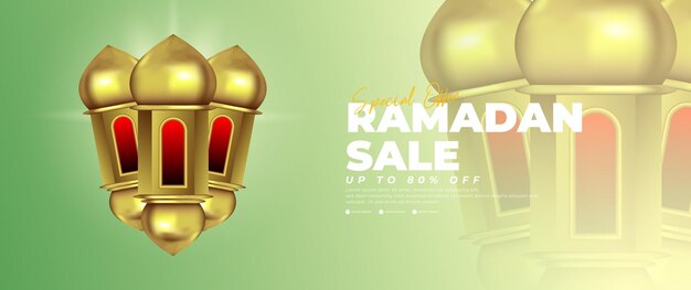 Green Ramadan sale banner design suitable for retail promotions