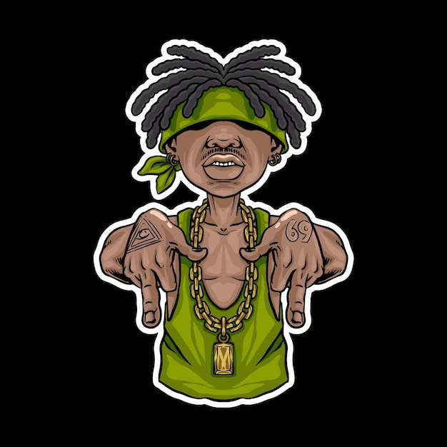 Premium Vector | Green rapper cartoon character illustration Premium Vector | Green rapper cartoon character illustration