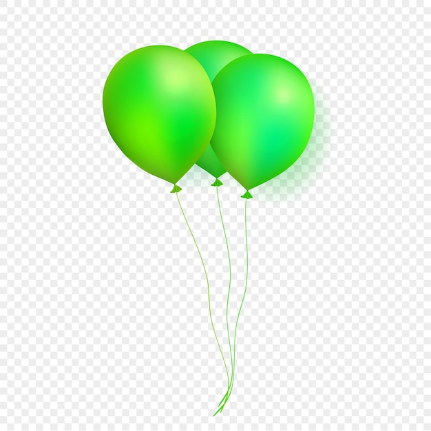 Vector green realistic balloons icons isolated on a transparent background vector illustration eps 10 for design elements of party air ball