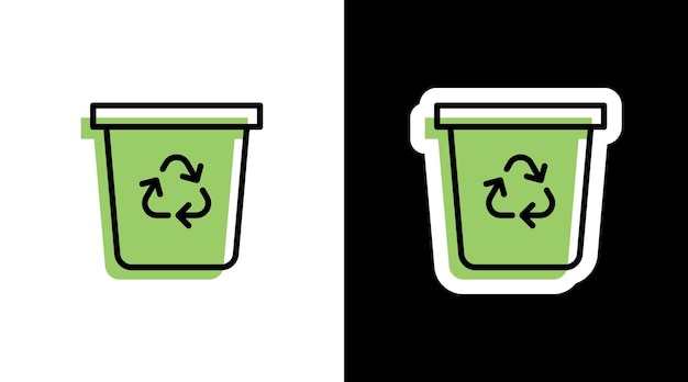 Green recycle bin environmental icon