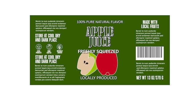 Green red apple juice label