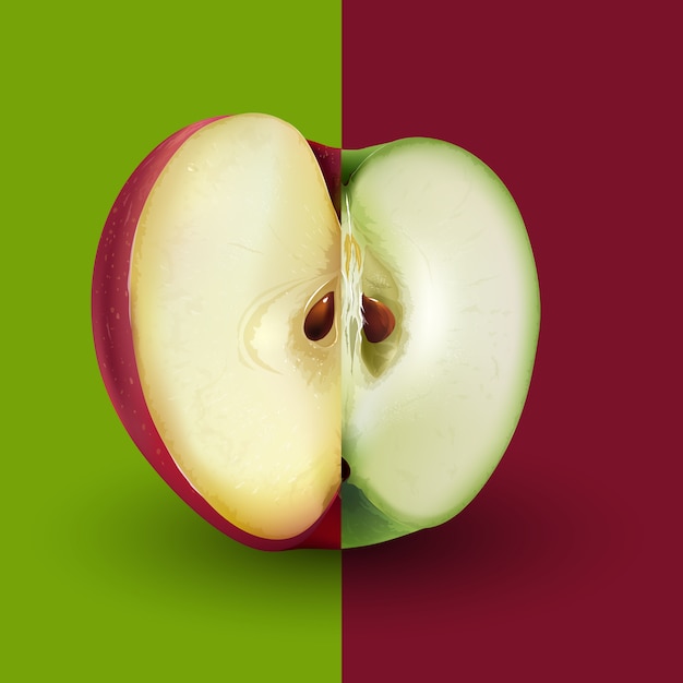 Green and red apples